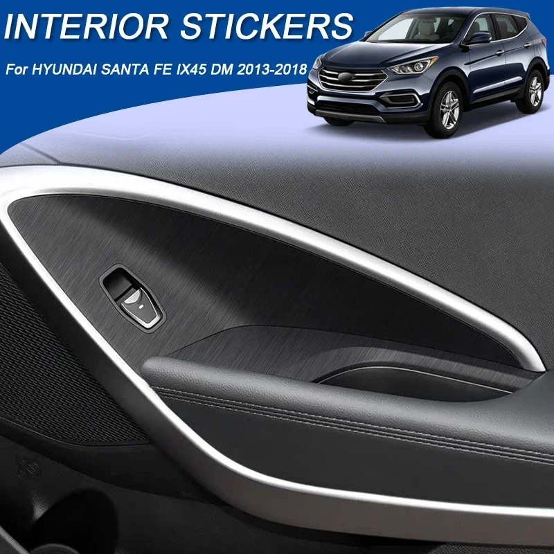 

Car Carbon Interior StickerWindow Lifting Panel Decal Gear Door Protective Film Accessory For Hyundai SANTA FE IX45 DM 2013-2018