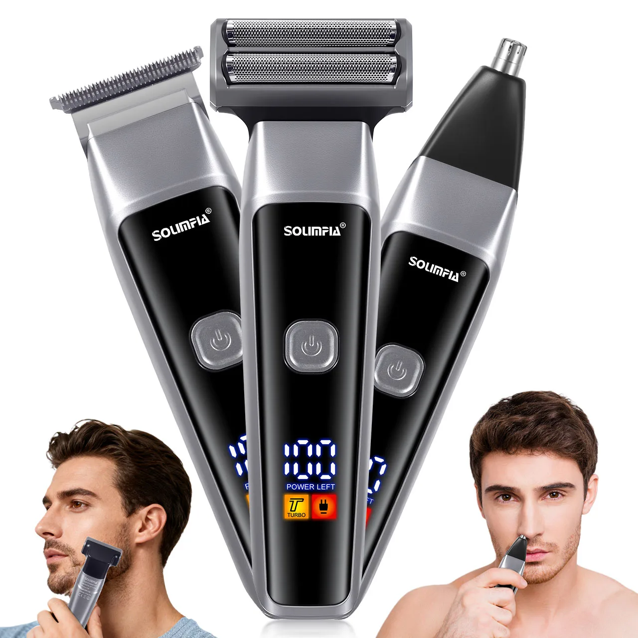 Solimpia Herren-Haarschneidemaschine & Trimmer Professionelles Barbier-Bartpflege-Set mit USB-Aufladung