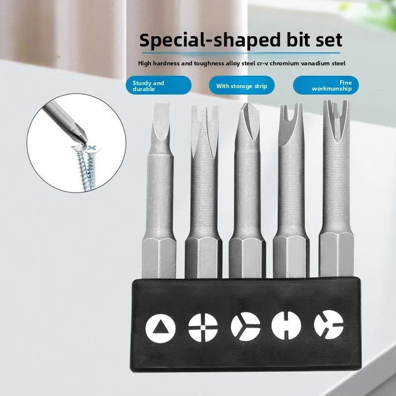Home appliance maintenance drill driver parts U-shaped Y-shaped triangle special-shaped bit set with storage strips