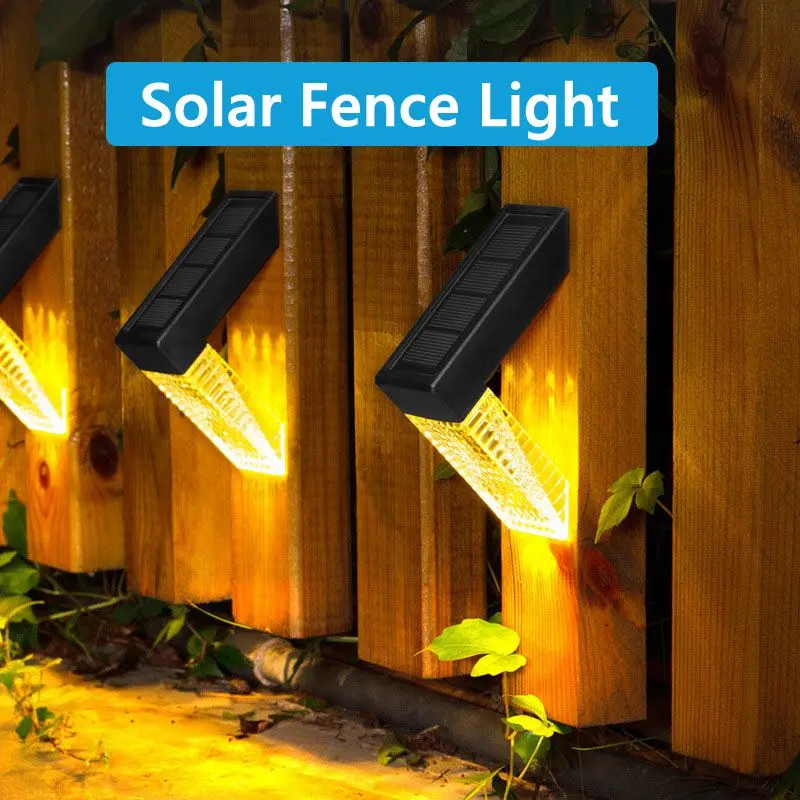 

2PCS Solar Fence Light Outdoor Solar Deck Light Waterproof 2 Lighting Mode For Post Wall Stair Step Patio Yard Path Backyard