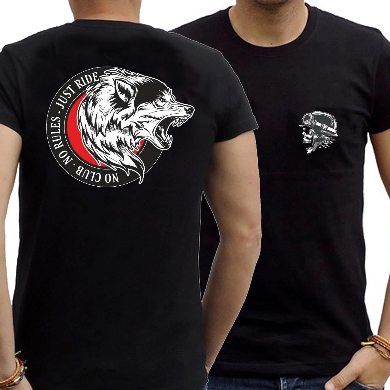 No Club No Rules Just Ride. Chopper Custom Motorcycle Wolf Rider T Shirt New 100% Cotton Short Sleeve O-Neck T-shirt Casual Top