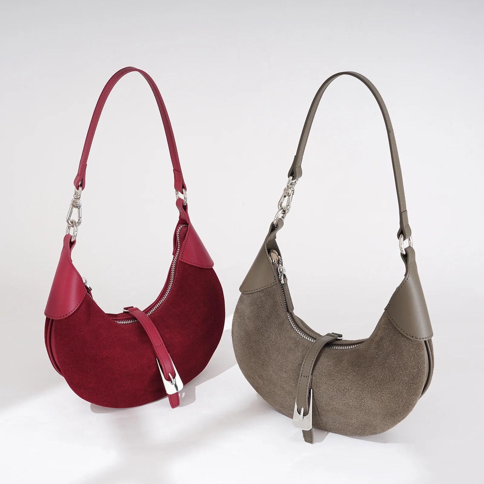 Customize Logo Women's Burgundy Genuine Leather Bag Luxury Vintage Red Shoulder Bags Girls Nubuck Vintage Red Crossbody Handbags