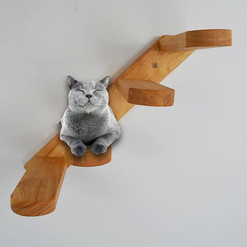 

Cat Climbing Shelf 4 Steps Wood Cat Stairs Non-Slip Pads Climber Cat Scratching Steps Furniture Ladder Post Cat Stairs Ladder