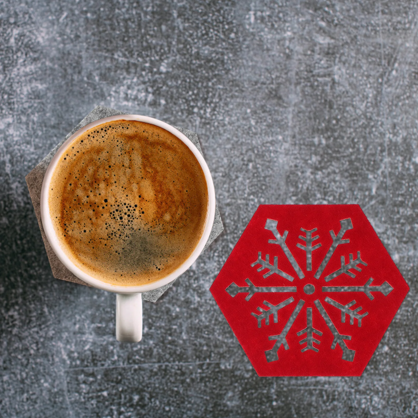 4Pcs Christmas Themed Placemats Snowflake Print Hexagon Table Mats Stain Resistant for Dining Table Protection Holiday Decor