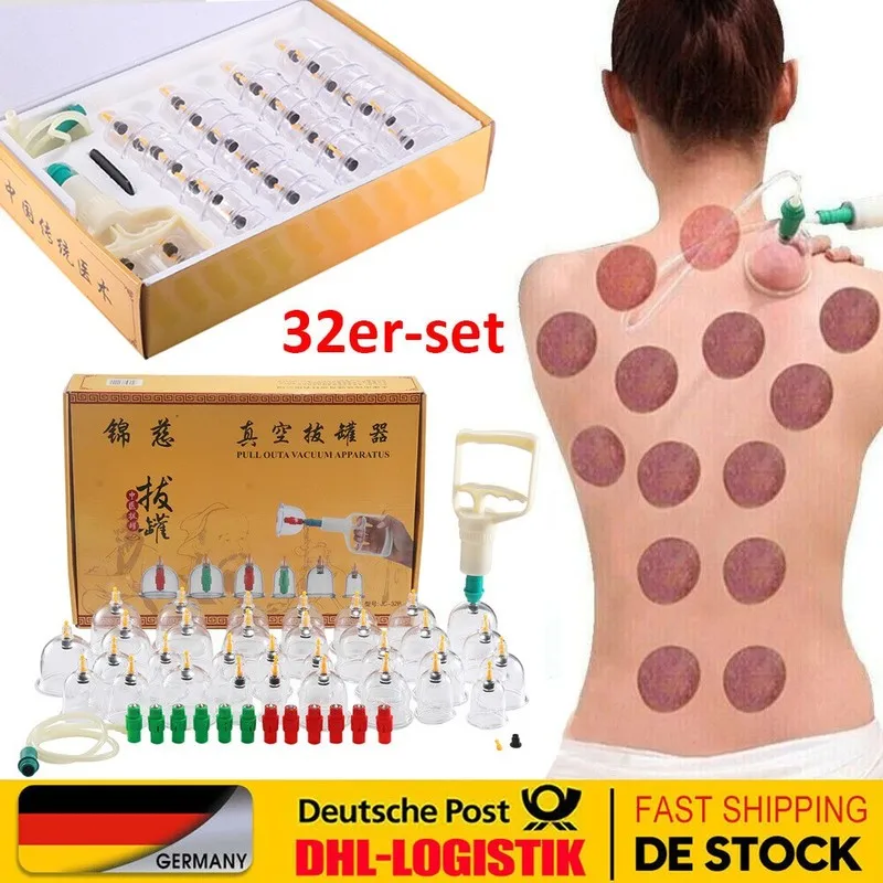 32-teiliges Medizinisches Chinesisches Vakuum-Schröpfset für Körpertherapie und Entspannung