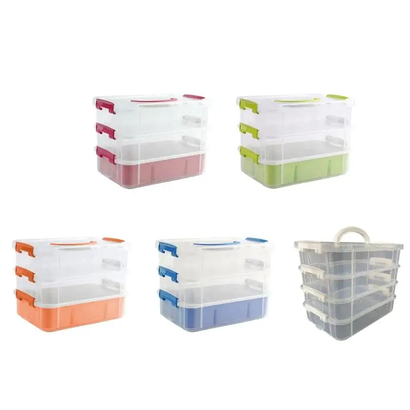 Building Blocks Storage Container Large Capacity Storage Box Stacking Box 3 Layer Storage Organisers for Home School