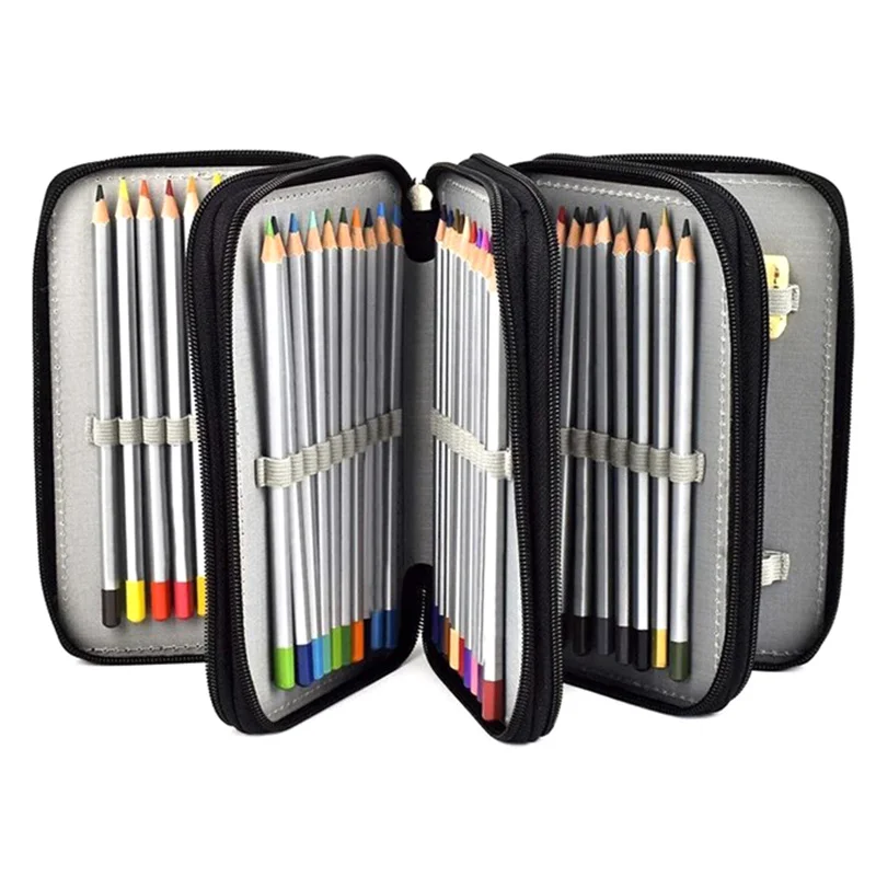 Estuche para lápices de colores con compartimentos, prácticos bolsas para lápices grandes para acuarelas, bolígrafos de Gel y lápices normales