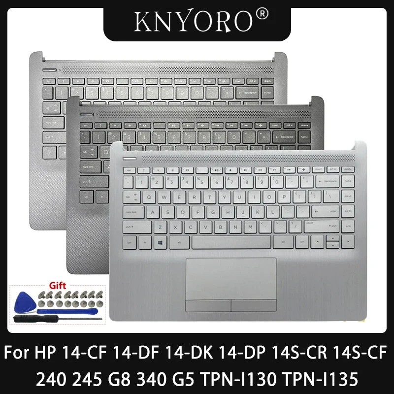 New US Spain Keyboard for HP 14-CF 14-DF 14-DK 14-DP 14S-CR 14S-CF 240 245 G8 340 G5 TPN-I130 I135 Laptop Palmrest Upper Case