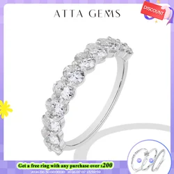 ATTAGEMS Oval Cut Moissanite Rings for Women 1.8CTW DVVS1 Diamond S925 Silver 18K Gold Plated Matching Wedding Band Jewelry Gift