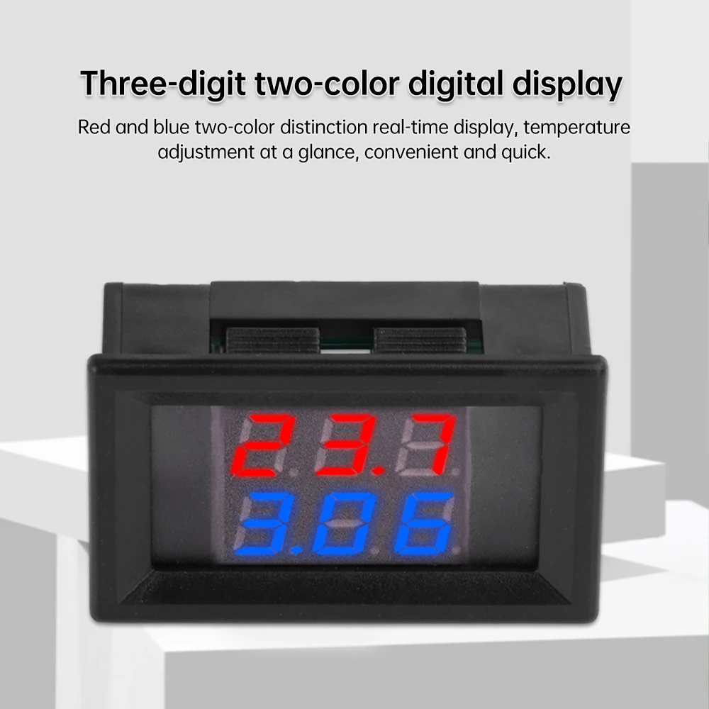 تيار مستمر 4 فولت إلى 28 فولت 0.28 بوصة LED صغير شاشة مزدوجة مستشعر درجة الحرارة الرقمي NTC مقاوم للماء مسبار معدني جهاز قياس درجة الحرارة