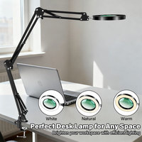 Upgrade 3-Segment folding Magnifying Glass Lamp with 3 Color Adjust LED Lights Reading Table Lamp for Welding Repair Close Work