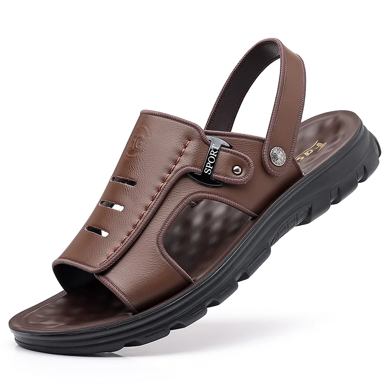 

Men's Summer Breathable Beach Shoes Leather Versatile Sandals Soft Casual Shoes Lightweight Slippers