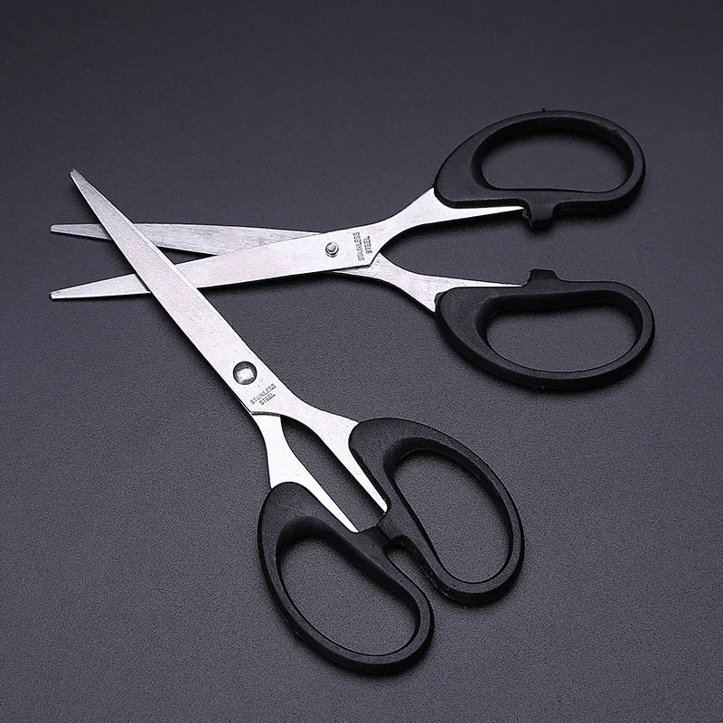 1p High-Grade Black Scissors Office Manual Paper-Cutting Student Manual Model Essential Stainless Steel Office School Supplies