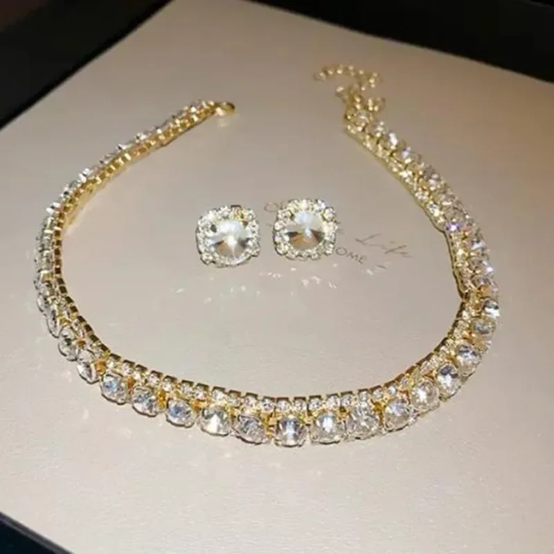 Rhinestone Necklace & Earring Set — product information 18