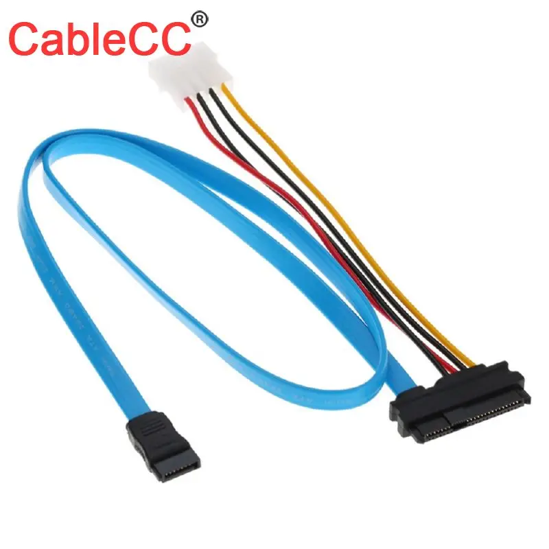 Xiwai CableCC Hard Disk SFF 8482 SAS Cable 29pin to 1 SATA  7pin 0.7M