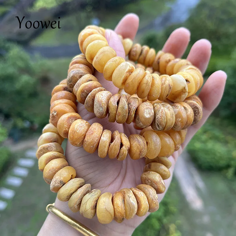 Big Amber Bracelet for Unisex Gift Unique Handmade Old Yellow Honey Beads Baltic 100% Natural Stone Jewelry Factory Supplier