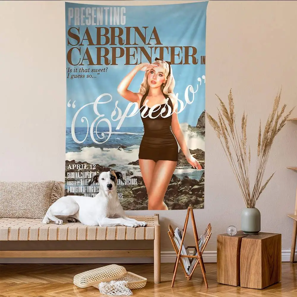 S-Sabrina C-Carpenter Singer Cartoon Tapestry Wall Hanging Decoration Household Home Decor