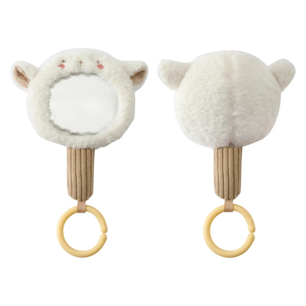 Lamb Baby Mirror Toys Cartoon Lion Safe Concave Convex Mirror and Soothing Toy Teether Loop Early Learning Gripping Toy Gifts