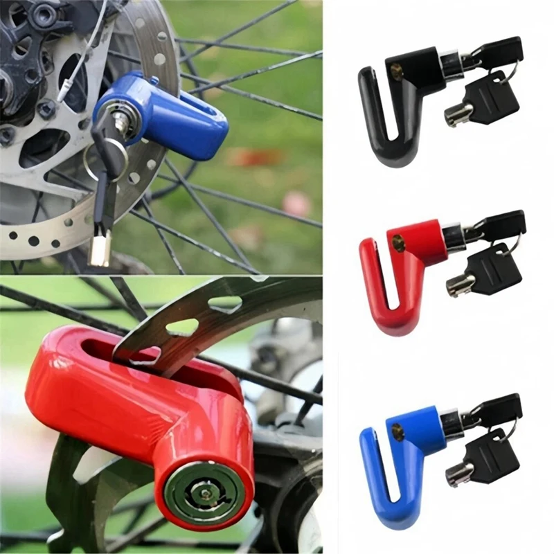 3 Sets Bike Disc Brake Lock Motorcycle Electric Car Disc Brake Key Lock Riding Equipment Accessories Bicycle Lock Blue