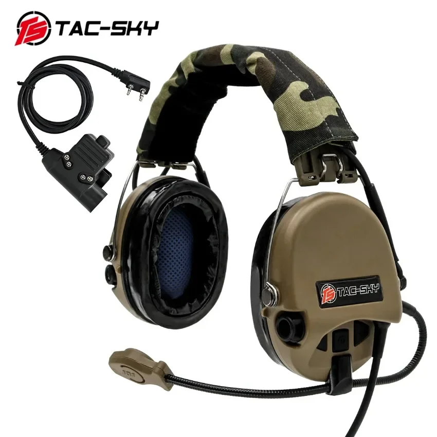 TAC-SKY Tactical MSASordin Outdoor Hunting Noise Reduction Pickup Shooting Tactical Headphones Silicone Earmuffs + U94 PTT