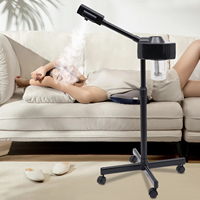 800W Professional Facial Steamer Black, Adjustable Facial Steamer on Wheels with Rotate 360° Spray Head For Beauty Salons