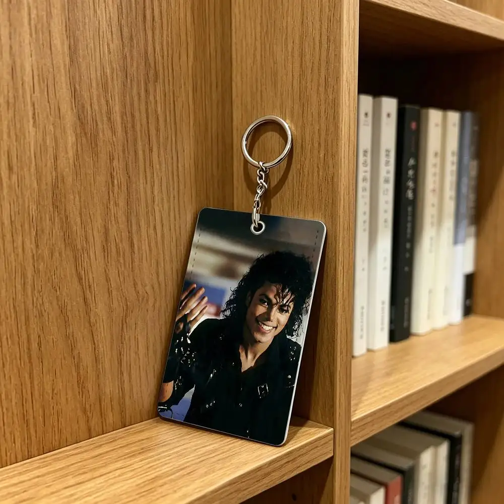 Superstar M-Michael J-Jackson Card Holder Men And Womenn Universal Antirust Keychain Learther Access Drop Key Tag Ring