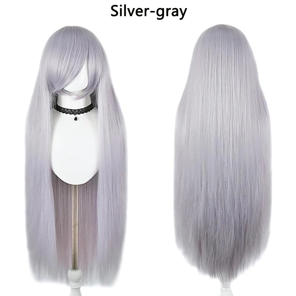 شعر مستعار صناعي مستقيم 80 سم، كثافة عالية 180%، شعر مستعار عالمي أرجواني وبرتقالي للحفلات اليومية مقاوم للحرارة #1