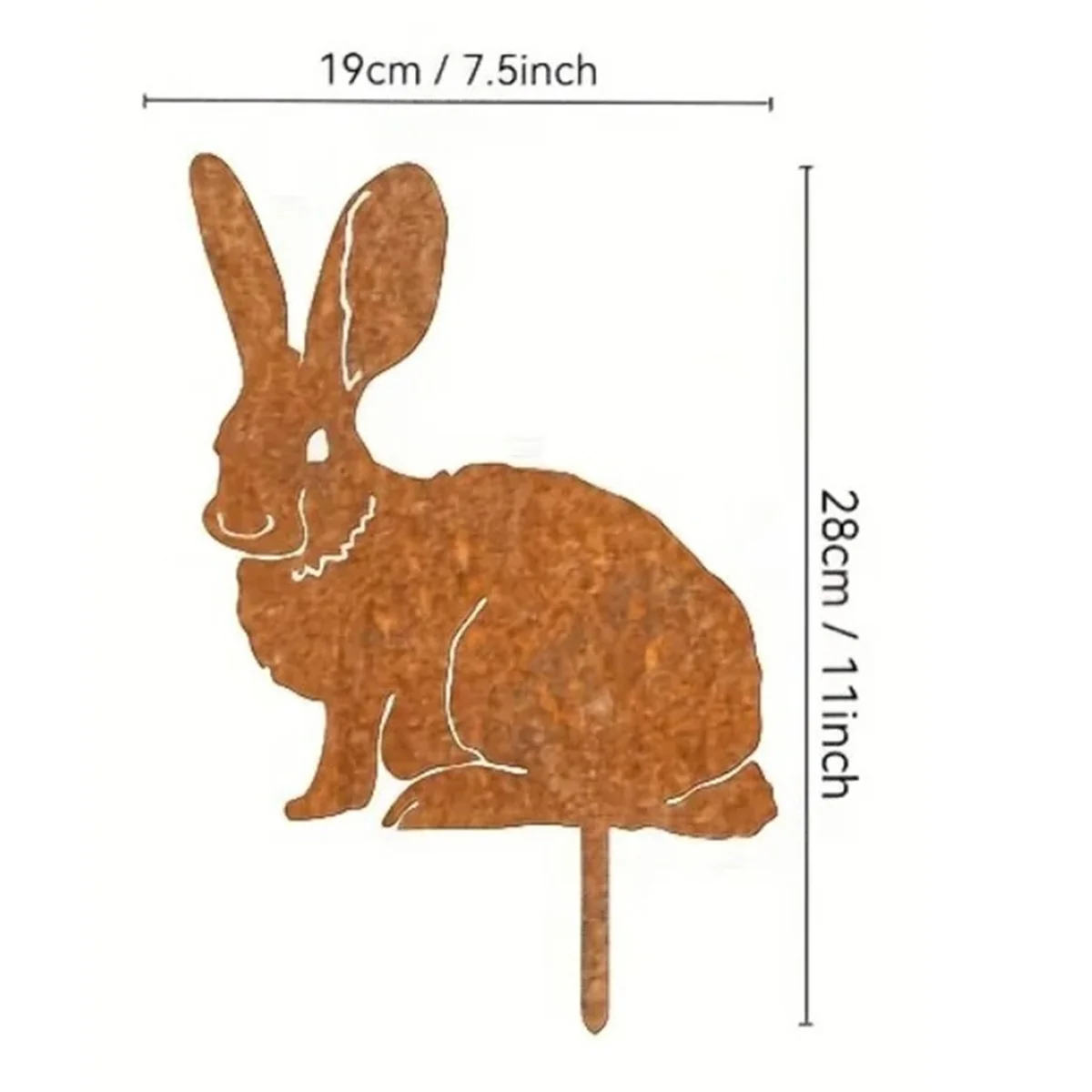 Palo da giardino conigli in metallo rustico A64K - Silhouette di coniglietto arrugginito, arte da giardino all'aperto per l'arredamento della fattoria, perfetto per la Pasqua