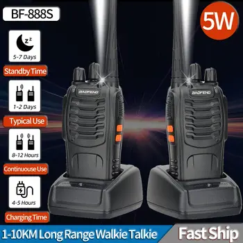 1/2 adet Baofeng BF 888S Walkie Talkie UHF 400 470MHz 888s uzun menzilli iki yönlü Ham radyolar alıcı verici için avcılık otel