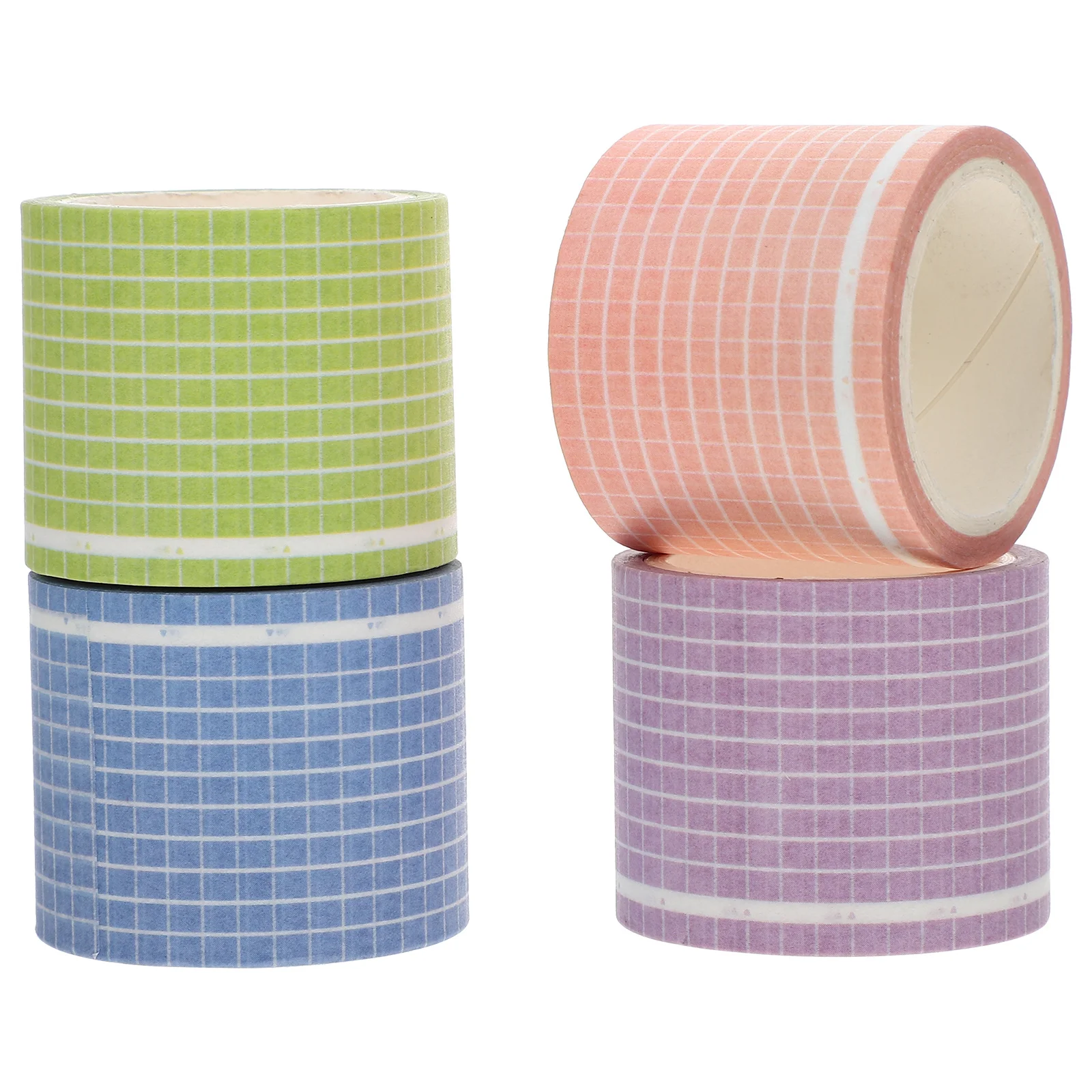 

4pcs Grid Pattern Washi Paper Tapes For Scrapbook Diy Journal Craft Projects Decorative Adhesive Safe Remove No Residue