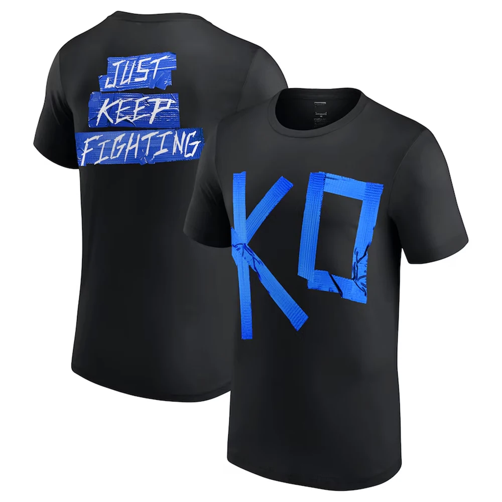 

Wrestling Men's Black Kevin Owens Blue Tape T-Shirt Hot Selling New Summer Women's Short Sleeve Tops Shirt Children's 3D