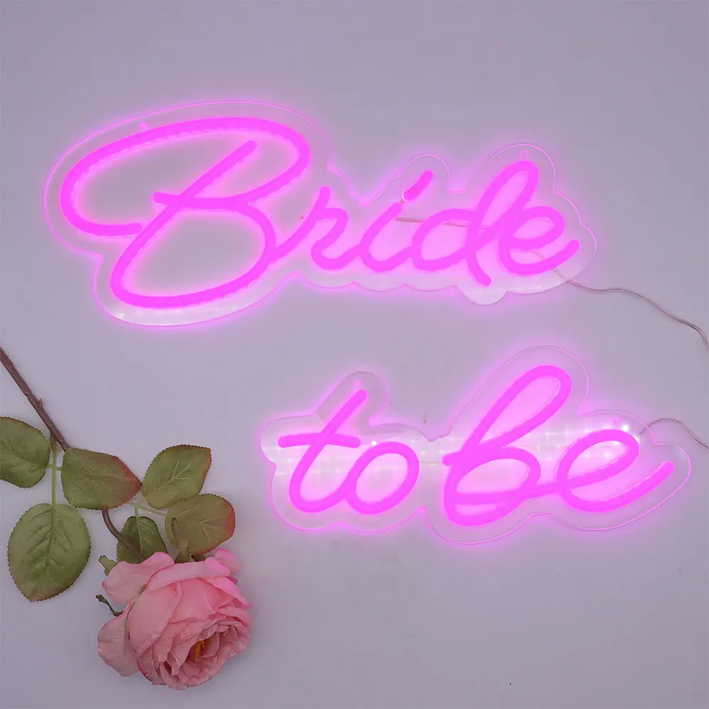 

LED Neon Sign Bride to be Pink Light 6.53X15.63+5.39X11.97 inches for Bachelorette Party Wedding Engagement Room Decoration Bulk