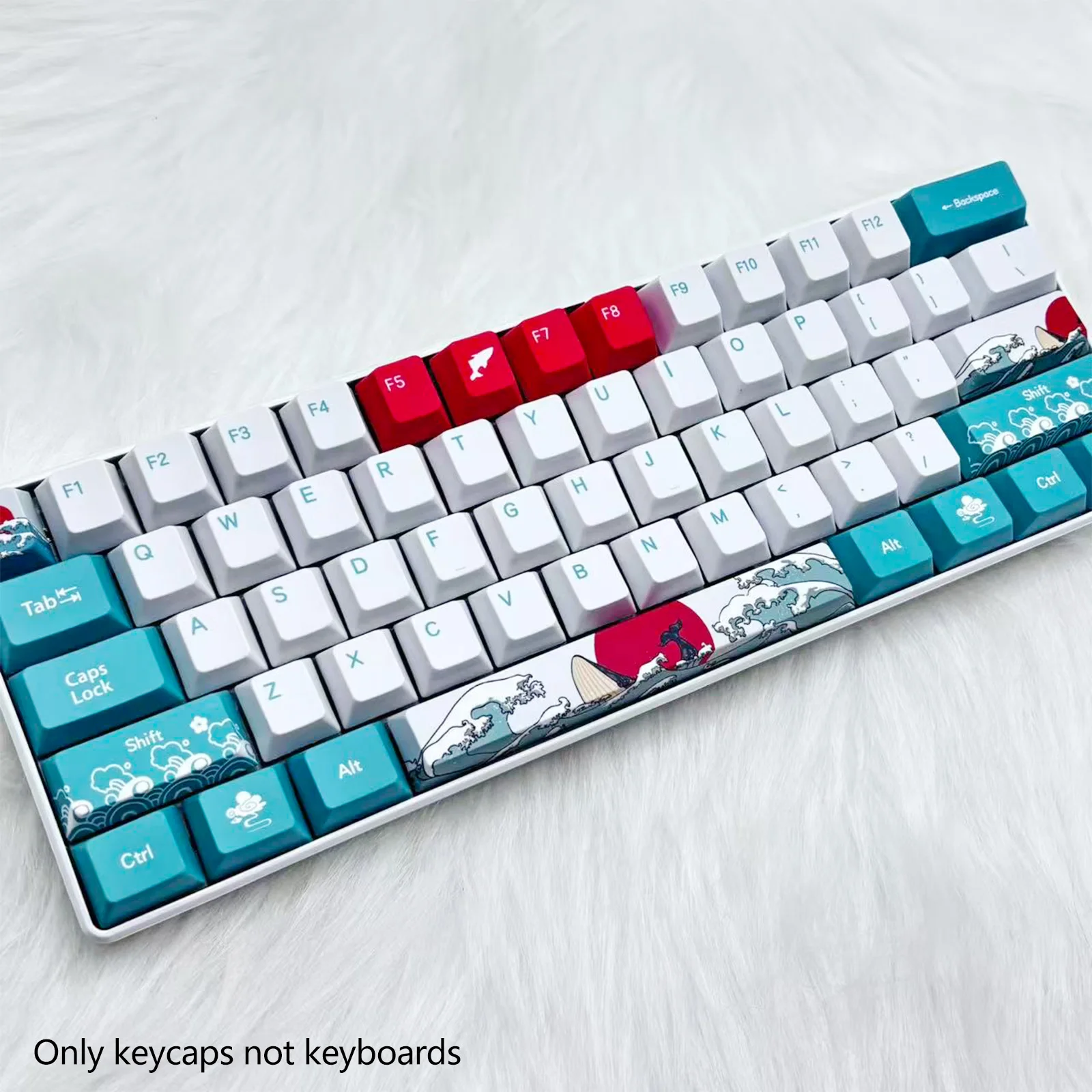 Original Coral Sea dye-sublimated keycaps, custom PBT keycaps, suitable for mechanical keyboards.