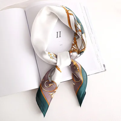 New Fashion Stripe Square Silk Scarf Female Shirt Match Thin Scarves Beach Stoles Echarpe Satin Headband Shawl Wraps Bandana