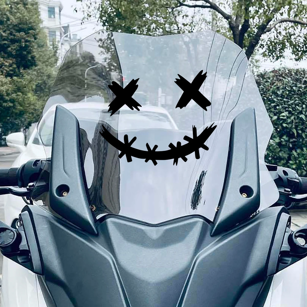 

Funny Expression XX Eyes Motorcycle Stickers for Front Cowl Fuel Tank Side Fairings Helmet Decoration Self-adhesive Vinyl Decals