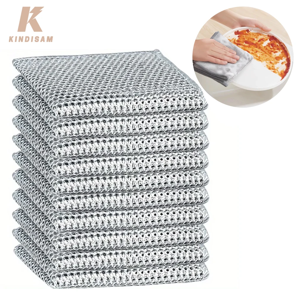 3 طبقات غير خدش أسلاك الفولاذ أطباق قابلة لإعادة الاستخدام فرك الملابس للأطباق المطبخ تنظيف الخرق لأحواض تجهيزات المطابخ موقد القمم