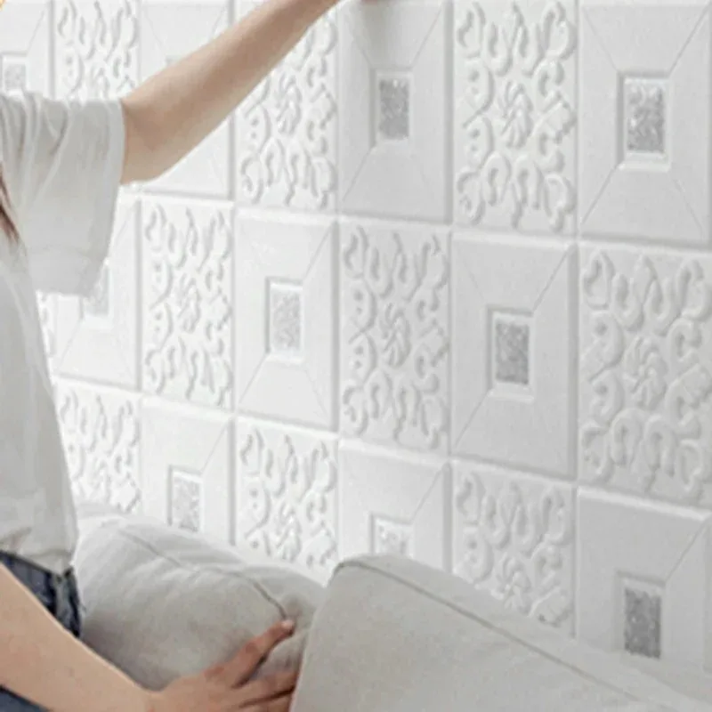 20Pcs 35X35cm foam golden brick wall sticker wallpaper retro design self adhesive waterproof household background decor