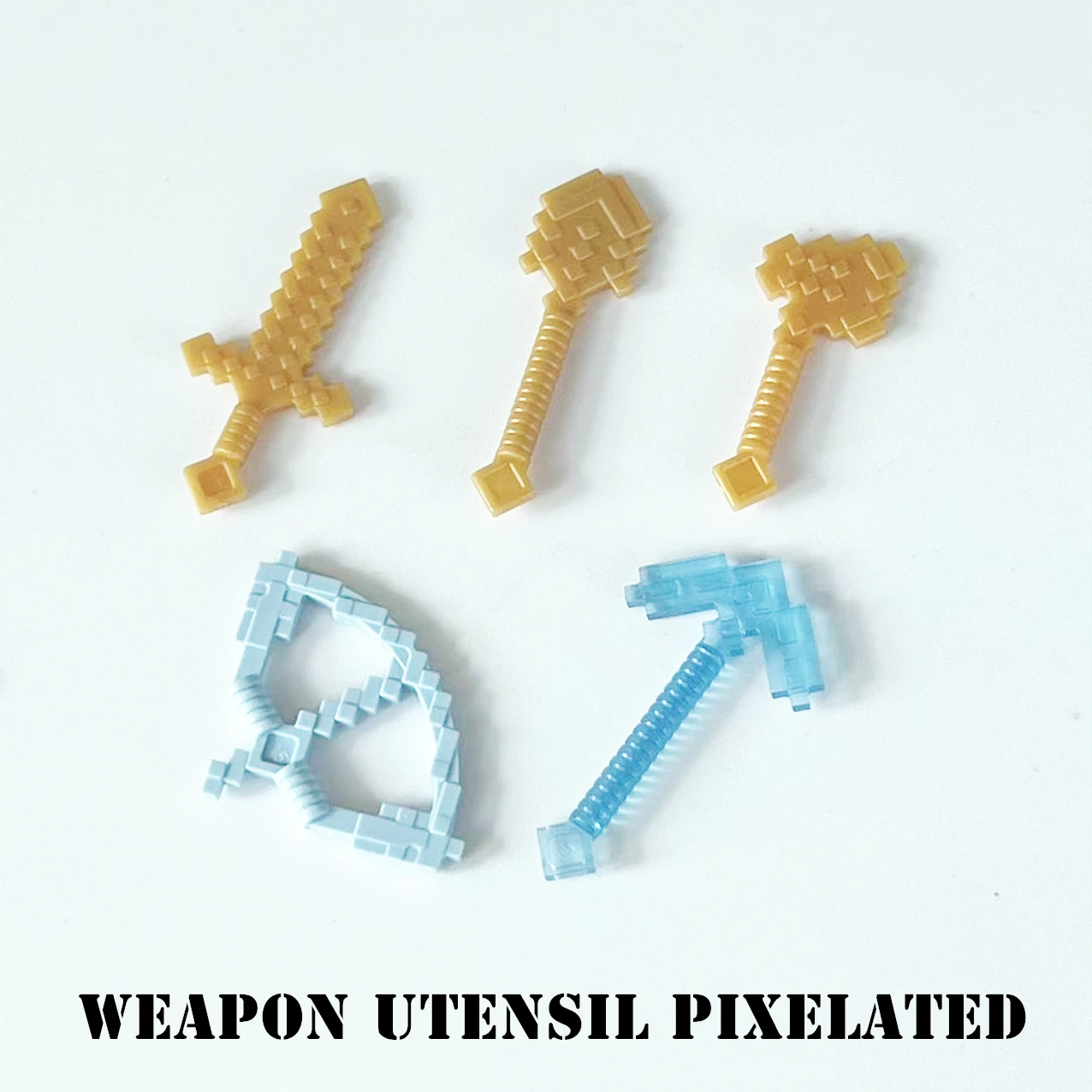 

Rainbow Pig MOC Part 18787 18788 18789 18792 18791 Pixelated Weapon Bow Axe Sword Pickaxe Building Blocks Kit DIY Education Toys