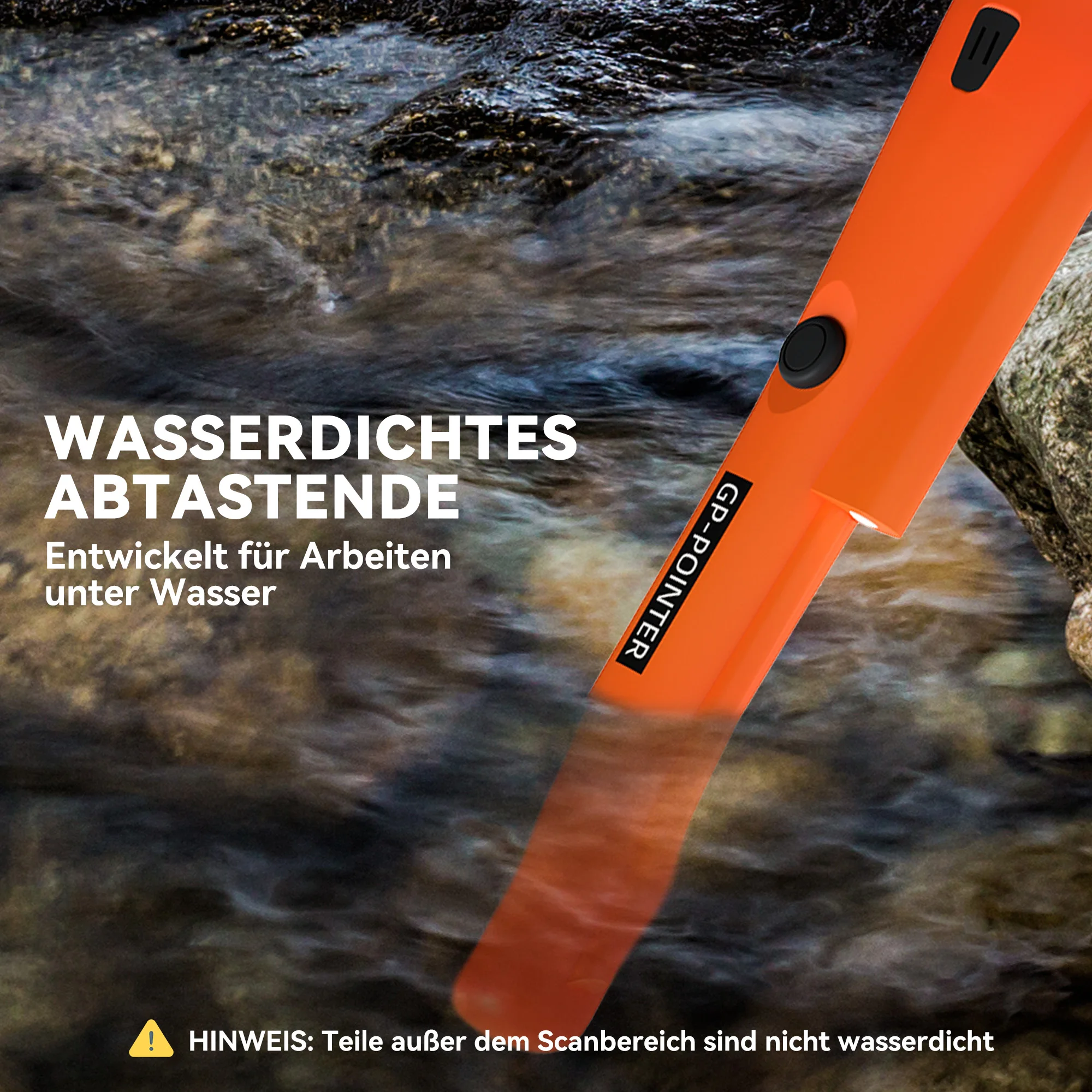 Metal detector for adults, portable locator with LED indicator, waterproof cordless metal detector, orange