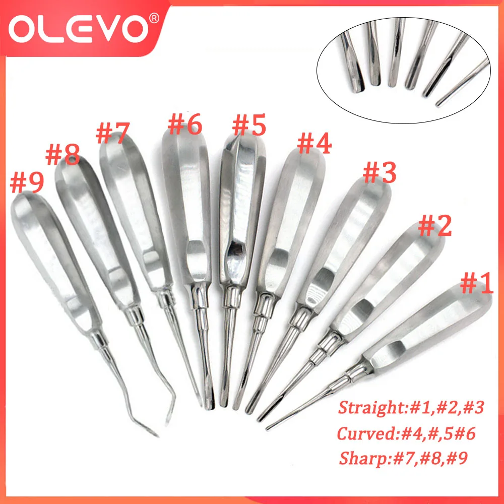 

OLEVO Dental Elevators Extraction Teeth Stainless Steel Dentist Tools Stright Curved Sharp Root Elevator Dentistry Instruments