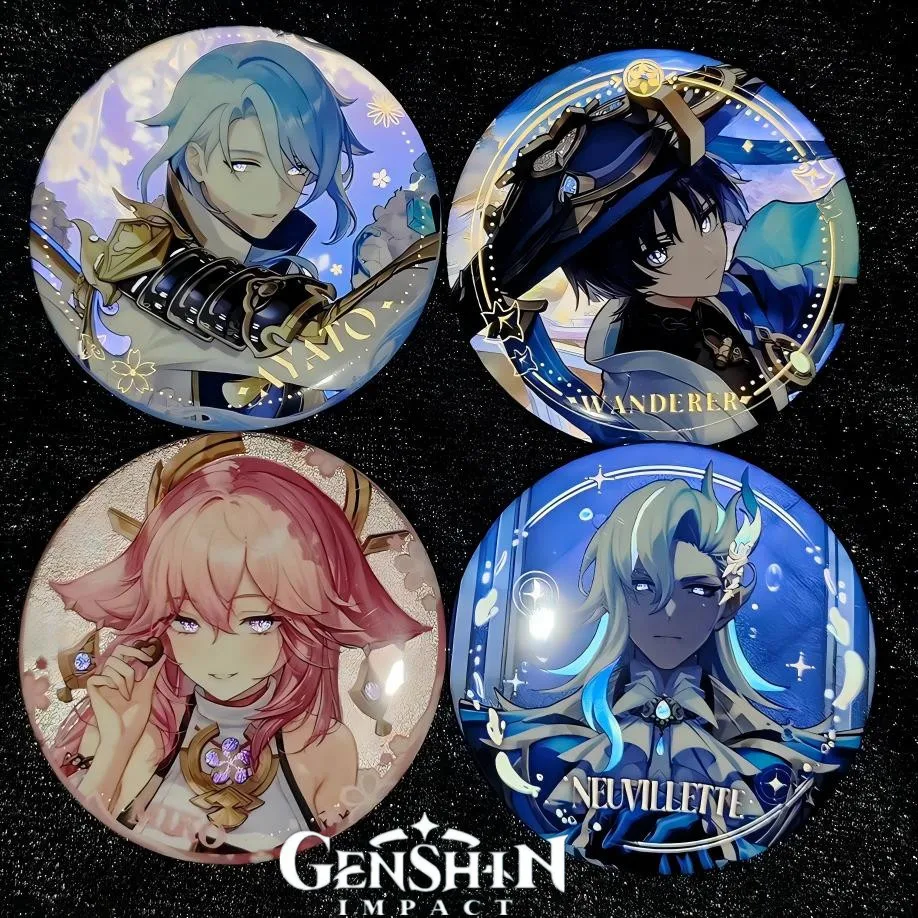 Genshin Impact Wanderer Yae Miko Kamisato Ayato Neuvillette Cosplay Alloy Brooch Pin Badge Unisex Clothes Backpack Accessories