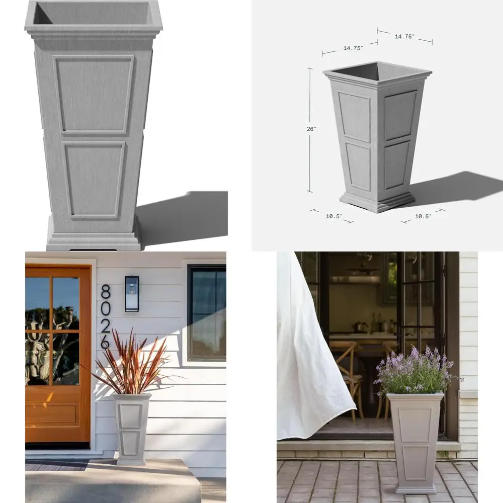 

Large Outdoor Tall Planter for Front Porch and Patio - Crack-Resistant All-Weather Plastic Planter