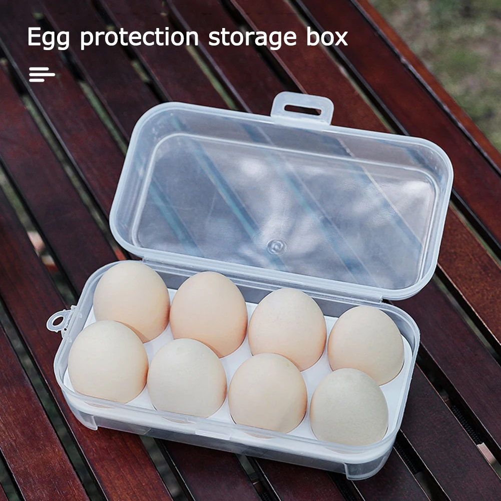 3/4/8 Grids Eggs Box Case Shockproof Egg Holder Kitchen Container Case Transparent Organizer for Outdoor Camping Picnic