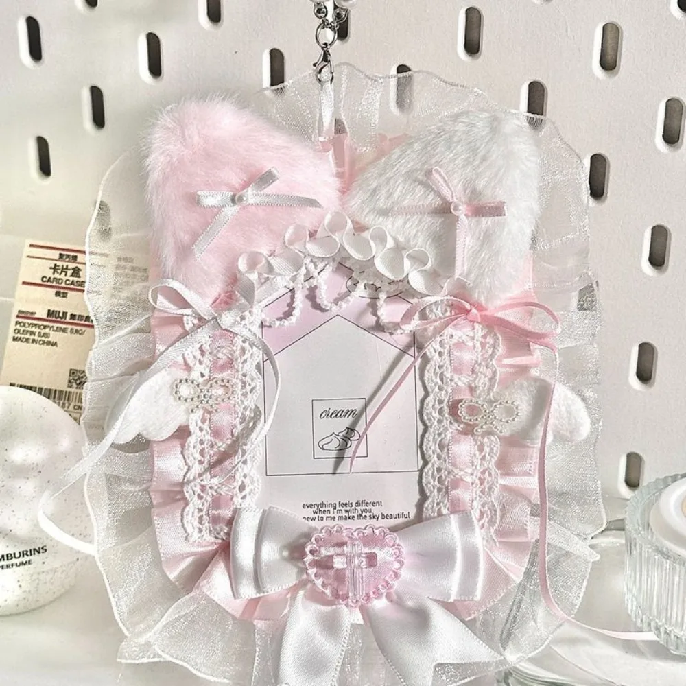 New DIY Card Holder Lolita with Ribbon Lace Photocard Case Handmade Idol Display Photo Protector Case