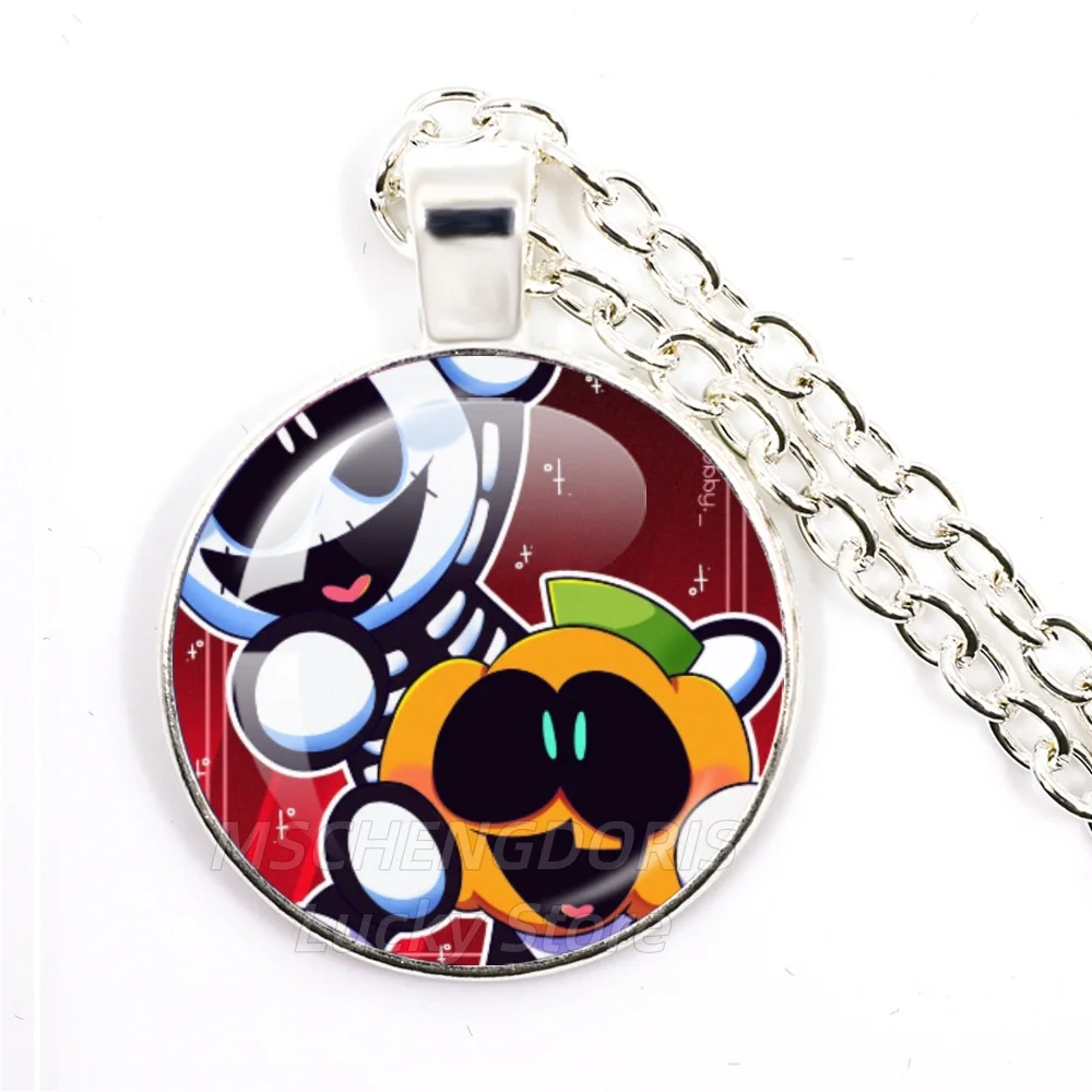 Spooky Month Necklace Friday Night F-Funkin Skid and Pump Cartoon Glass Pendant Necklace Chain Charm Jewelry Souvenir Gift MS011