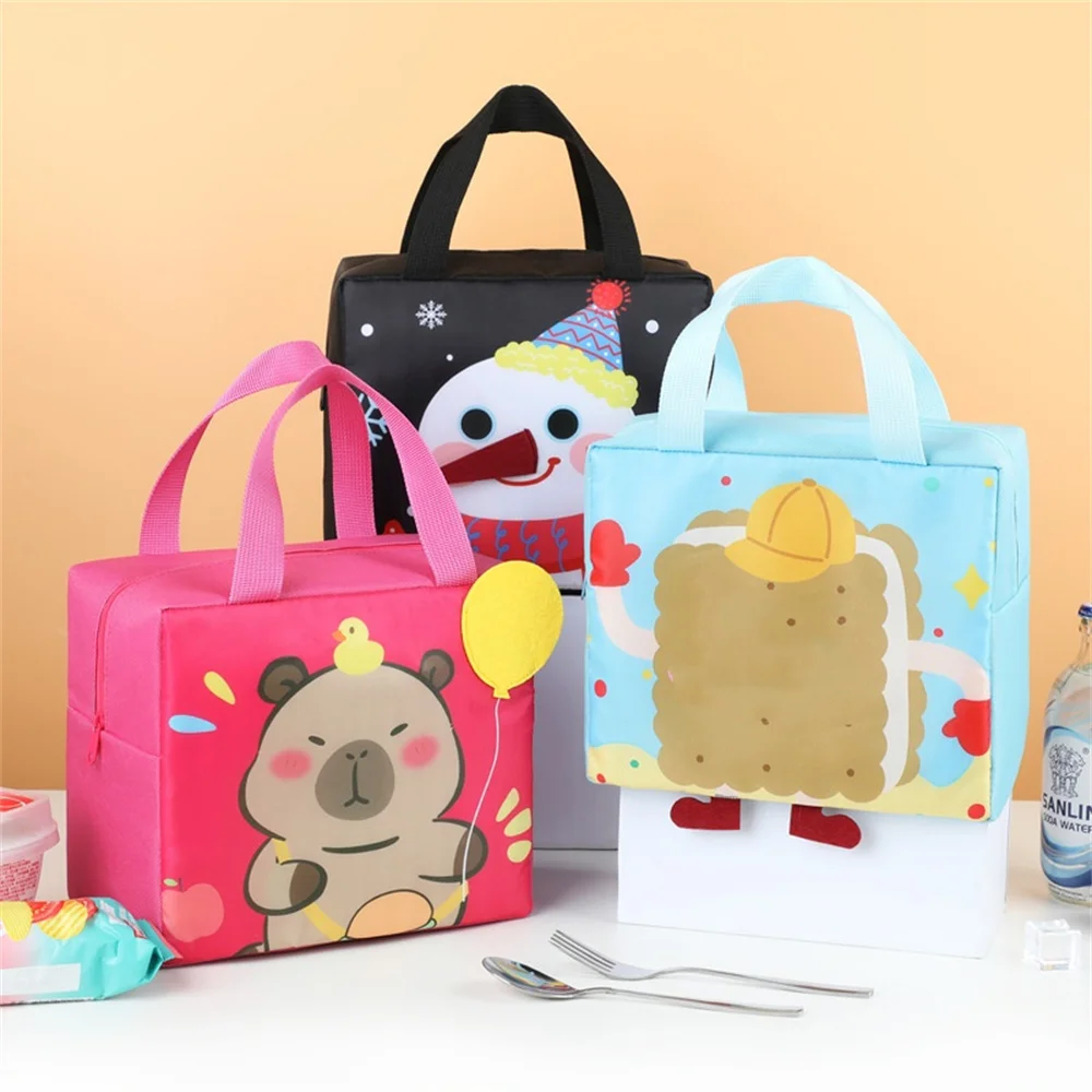 

Portable Lunch Bags Cute Capybara Cat Printed Thermal Food Container Bag Large Capacity Camping Picnic Bag for Students Adult