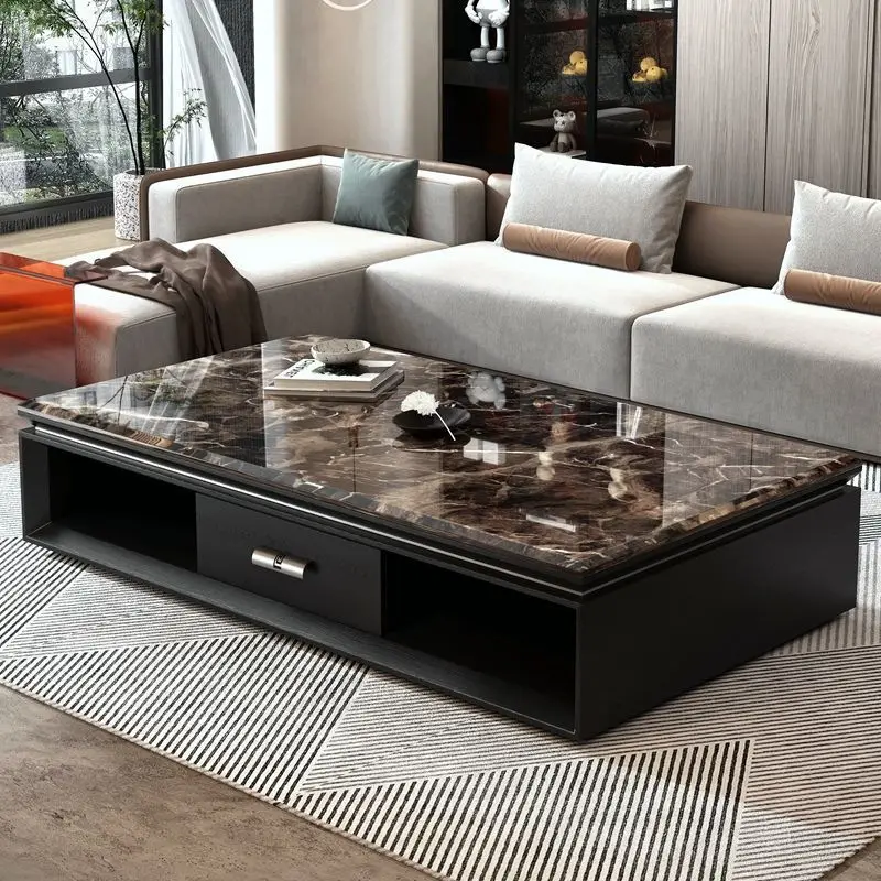 High-end living room marble coffee table TV cabinet combination Nordic simple modern villa large apartment first class tea machi