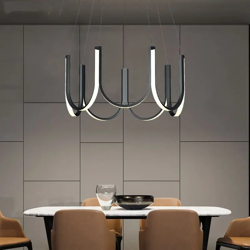 Modern Designer U Shape Dining Room Chandelier for Living Room Kitchen Island Suspension LED Droplight Indoor Lighting Fixtures