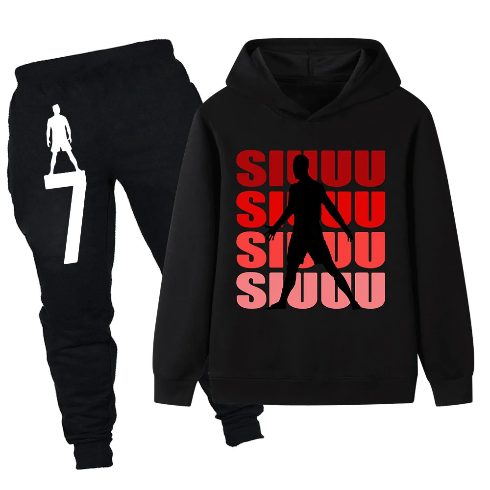 

Fashion Creative CR7 Celebration Action Printed Hoodie Boys Outdoor Casual Sweatshirt Kids Fall and Winter Warm Two Piece Set