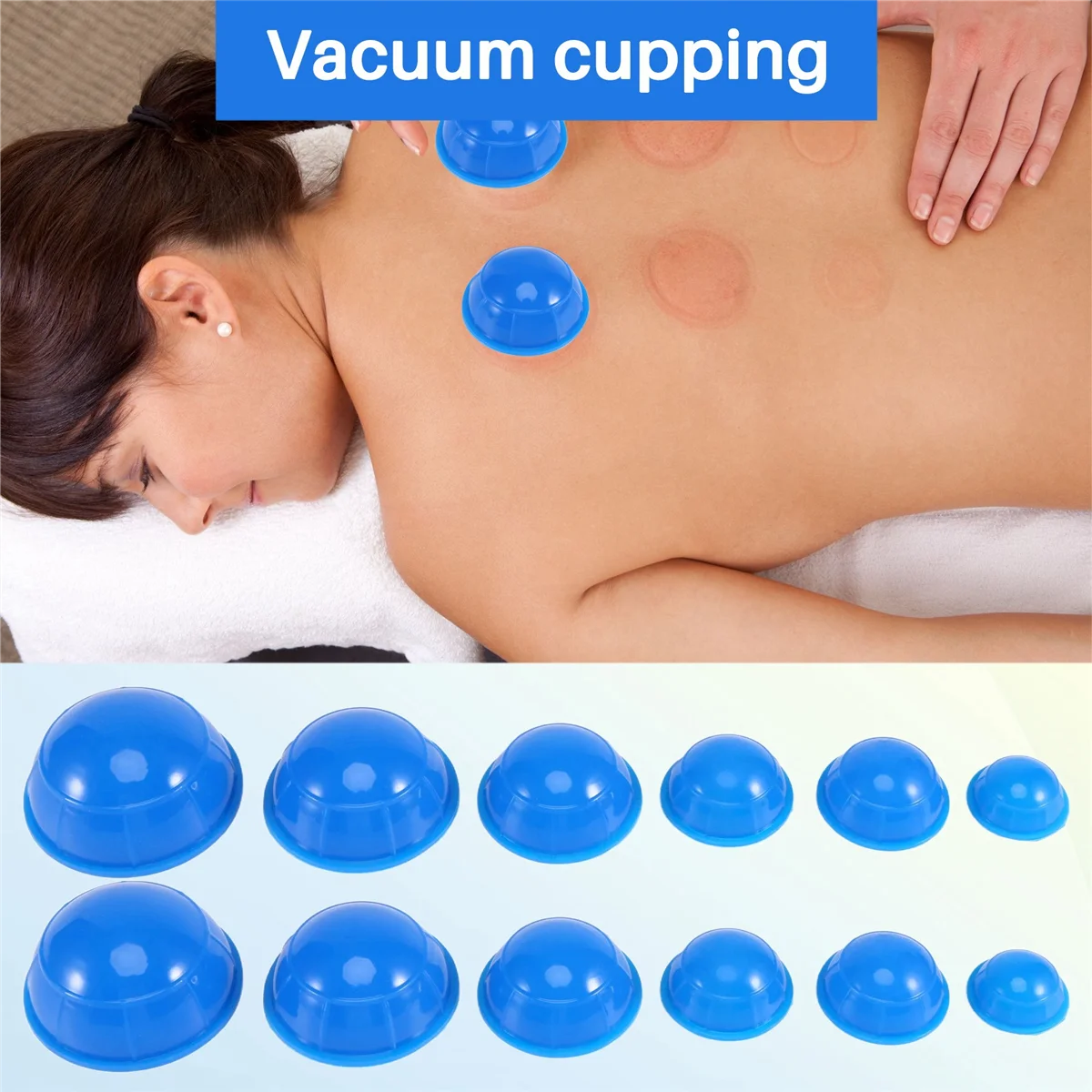 12Pcs Blue Health Care Vacuum Cupping Cups Silicone Suction Cup Massage